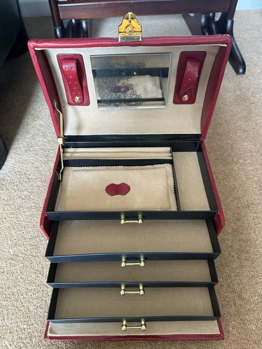 Vintage red leather vanity - vintage,