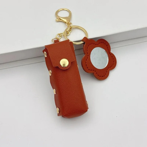 Leather mini lipstick pouch - leather,