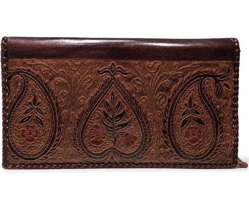 Embossed leather purse vintage - leather,